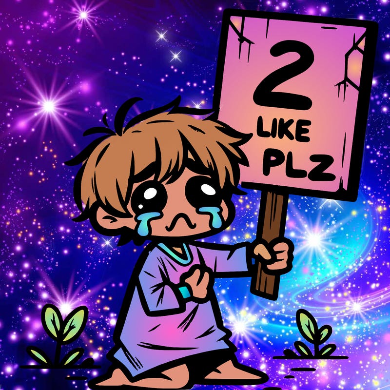 small poor toddler crying with sign that says 2 like plz
