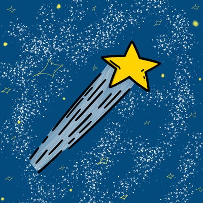 a shooting star in the sky