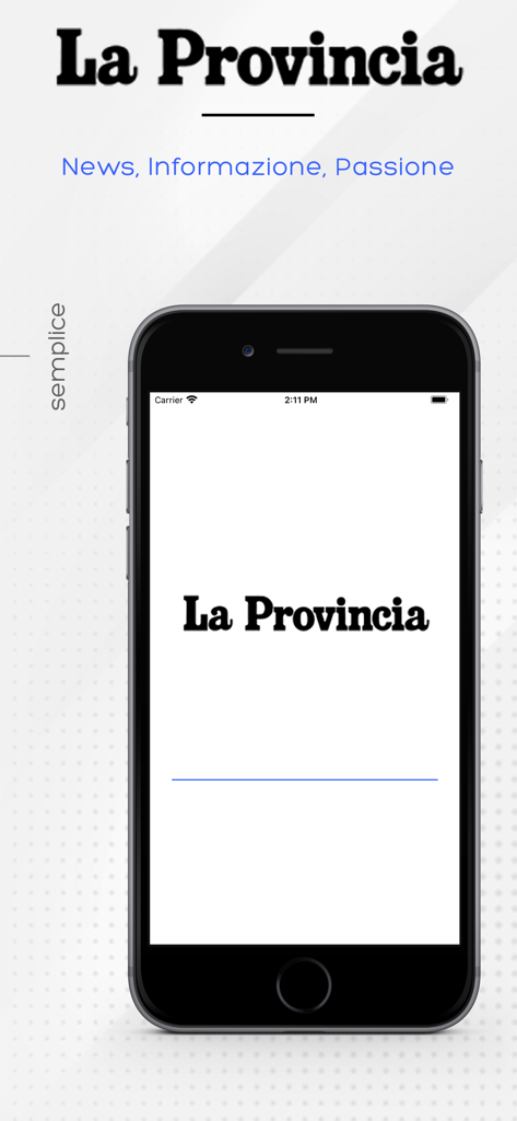 La Provincia di Como - Schermata di avvio dell'app di notizie digitali La Provincia di Como su uno smartphone