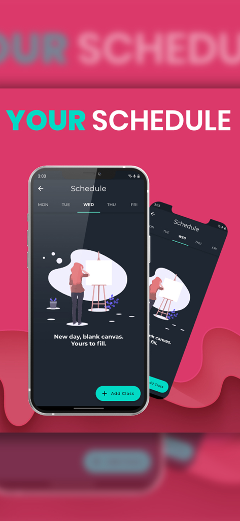 Interface of the Papa Cambridge app showing the student schedule feature with a button to add a class