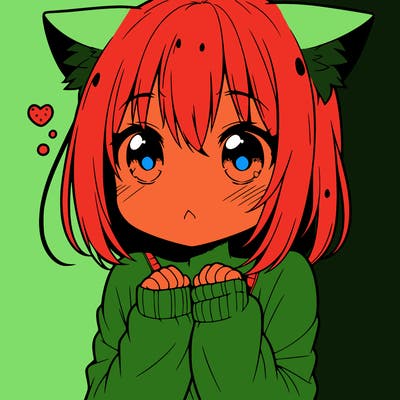 shy anime catgirl