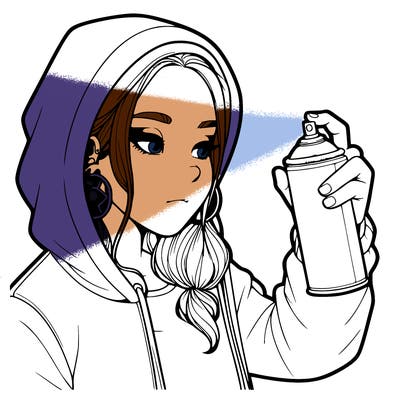 a realistic girl, spray painting