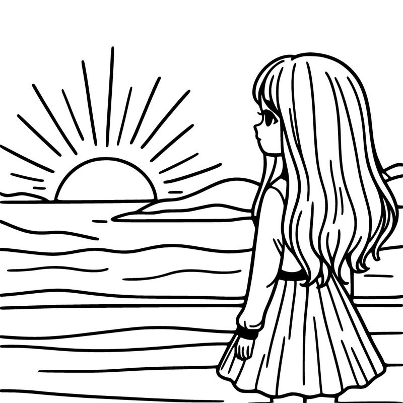 a girl gazing into the sunset