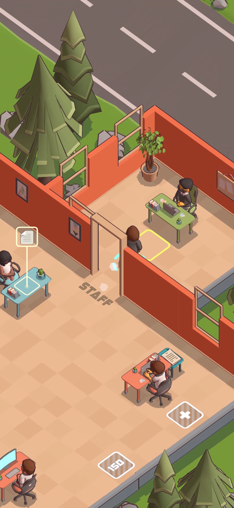 Office Tycoon: Expand & Manage - Isometric view of an office with employees working at desks in the Office Tycoon game.
