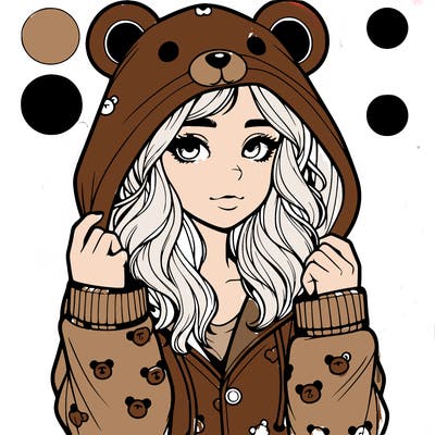realistic girl in a animal pjs hoodie