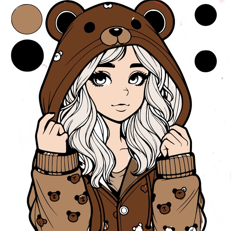 realistic girl in a animal pjs hoodie