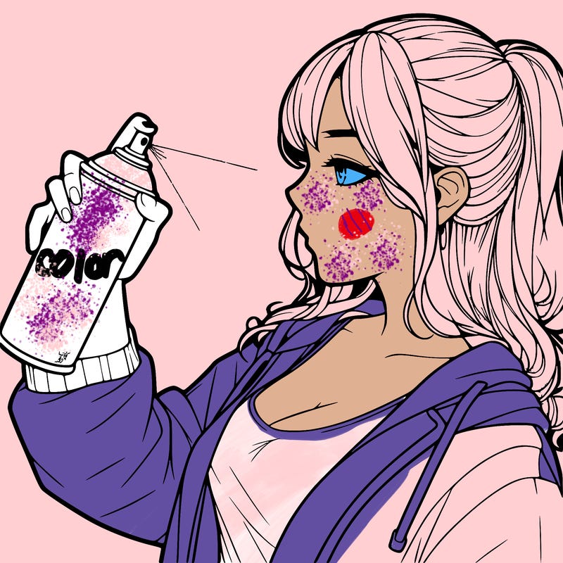 a realistic girl spray, painting