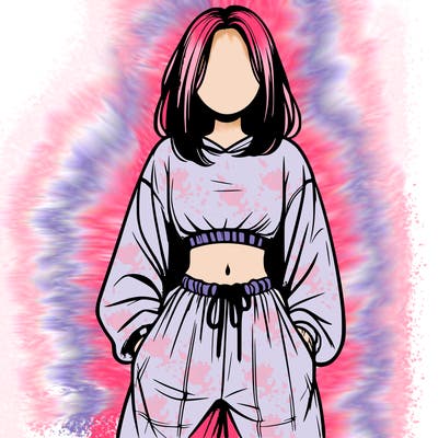realistic girl faceless with baggy pants and a crop top