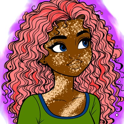 realistic girl with curly hair