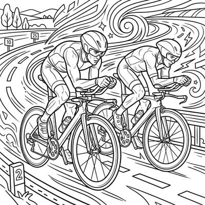 Experience the thrill of competitive cycling with this dynamic Time Trial Cyclists coloring page. Dive into the world of speed and strategy as you bring these dedicated athletes to life with your favorite colors.