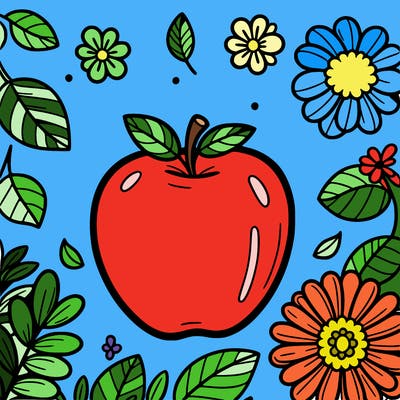 apple and flower around it