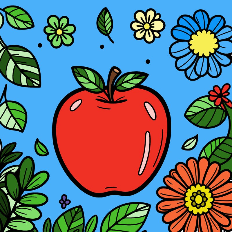 apple and flower around it