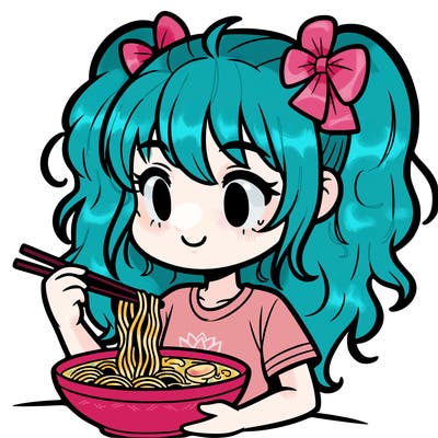 a girl eating ramen