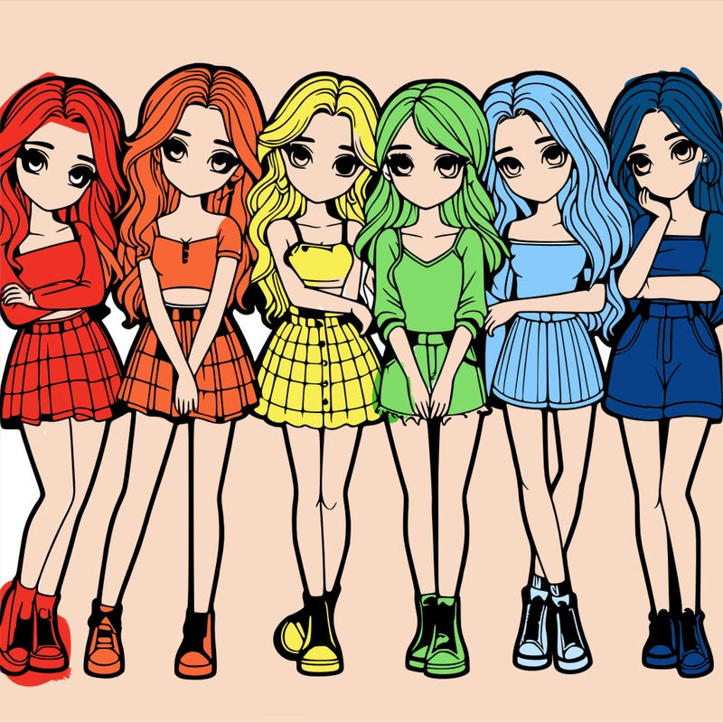 a group of girls realistic