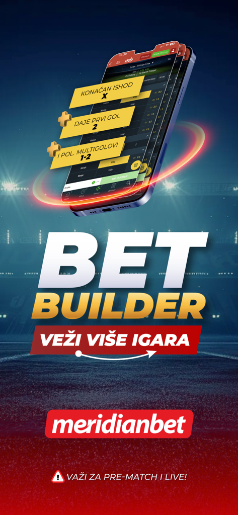 Meridianbet.RS - Meridianbet RS app screen showing the bet builder feature for sports betting