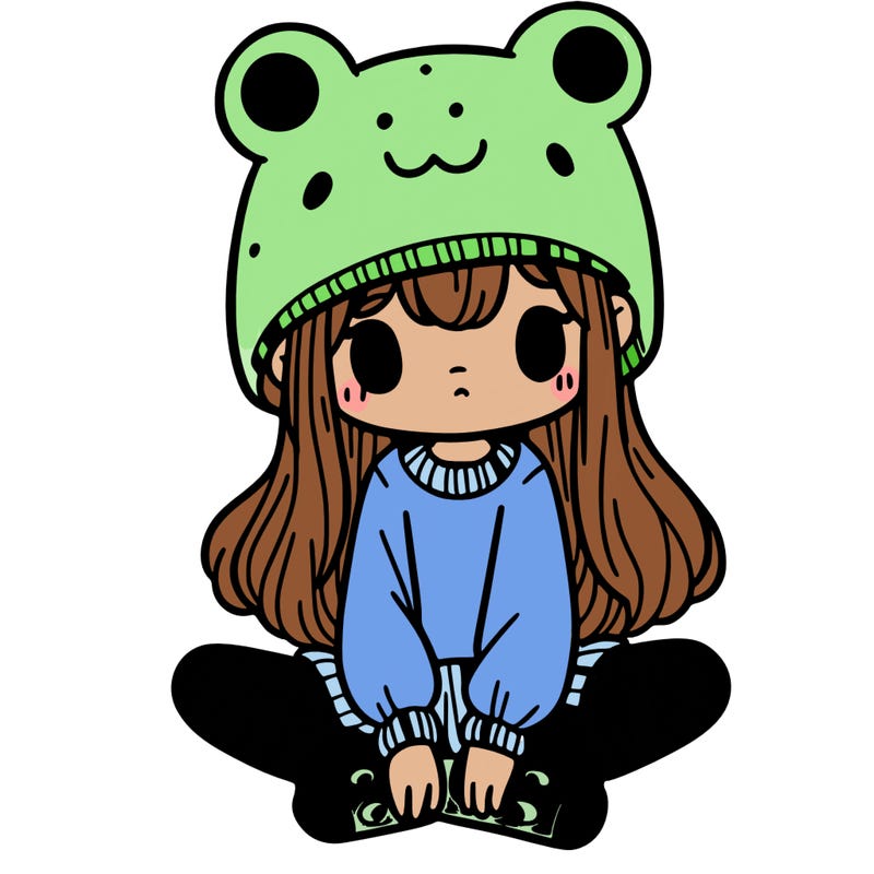 a girl wearing a frog hat and some frog socks