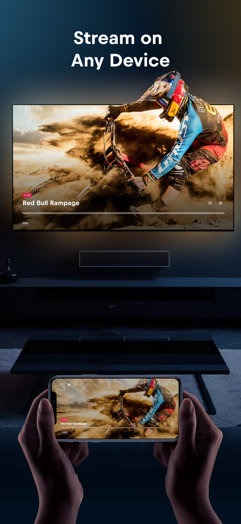 Red Bull TV: Watch Live Events - 대형 스크린 TV와 스마트폰에서 동시에 스트리밍되는 Red Bull TV 산악자전거 이벤트