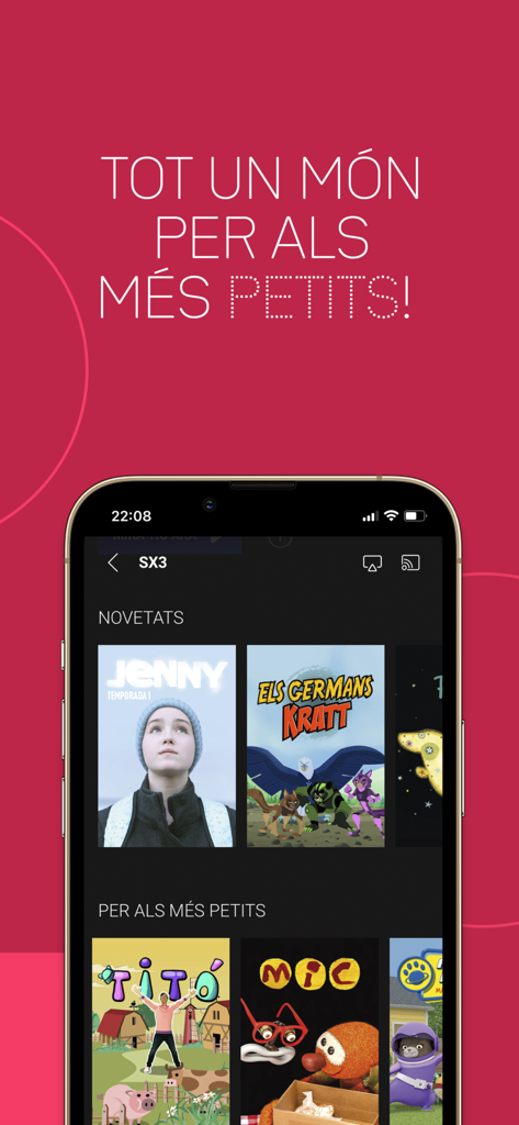 La sección SX3 de la app 3Cat con programación infantil y dibujos animados en catalán