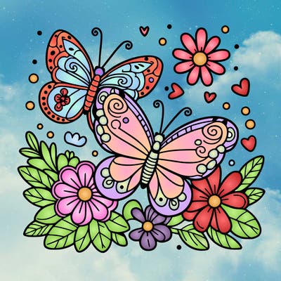 butterflies with flowers