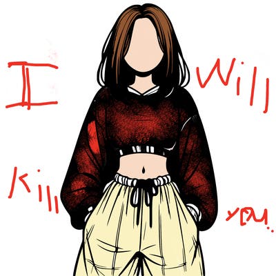 realistic girl faceless with baggy pants and a crop top