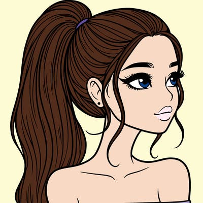 a beautiful and realistic girl with a high pony tail