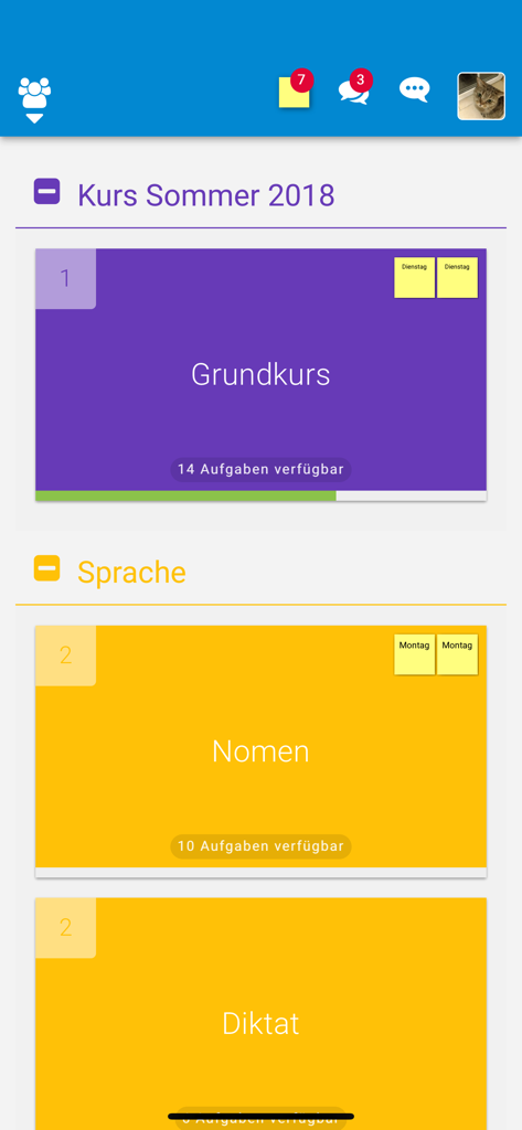 LearningView.org - Educational dashboard of the LearningView app showing course modules and student tasks