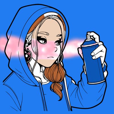 a realistic girl, spray painting