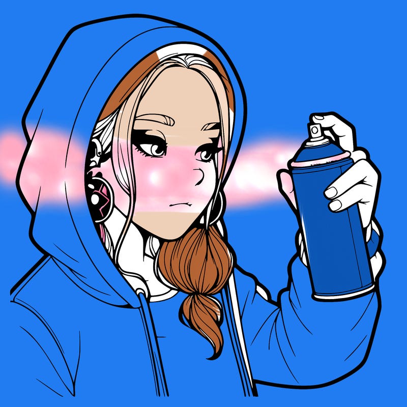 a realistic girl, spray painting