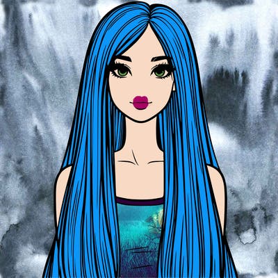 realistic girl with long straight hair