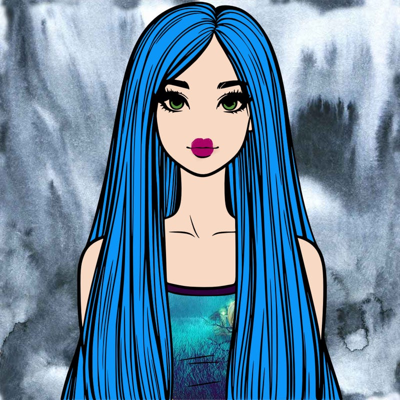 realistic girl with long straight hair