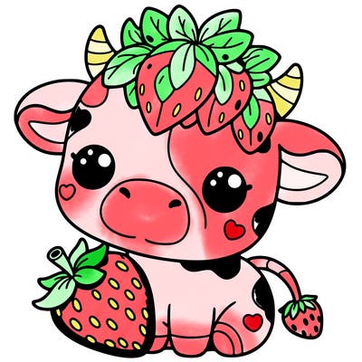cute strawberry cow