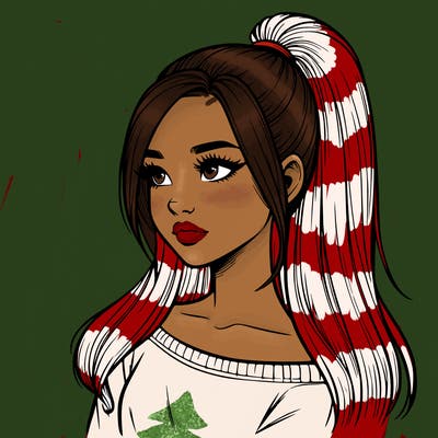 realistic girl with a high ponytail