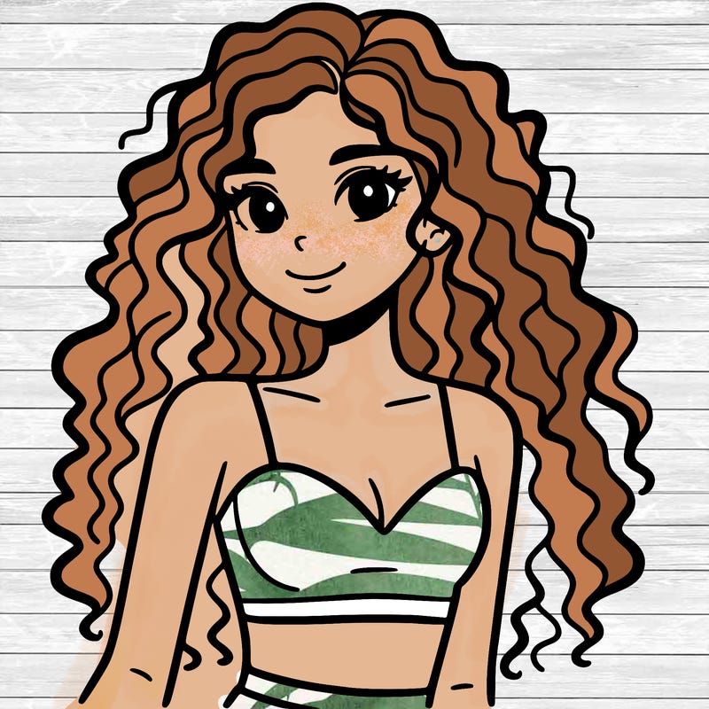 girl with long curly hair in crop top