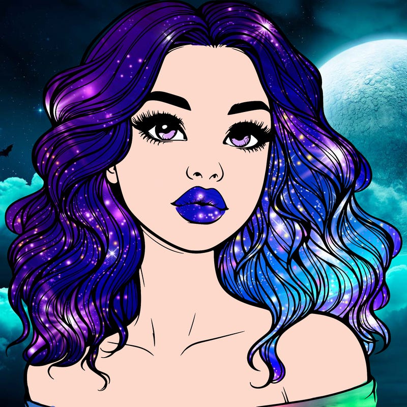 realistic girl with wavy hair and lips