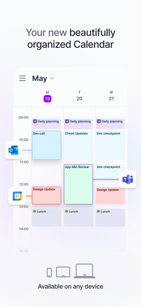 Vista de calendario diario de Akiflow con bloqueo de tiempo e integraciones de aplicaciones de productividad
