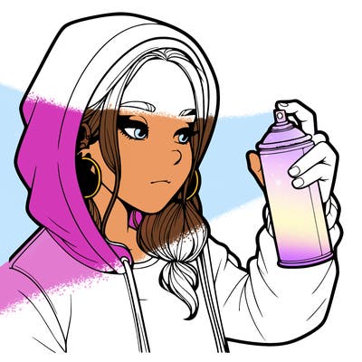 a realistic girl, spray painting