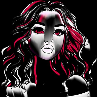 realistic girl with wavy hair and lips