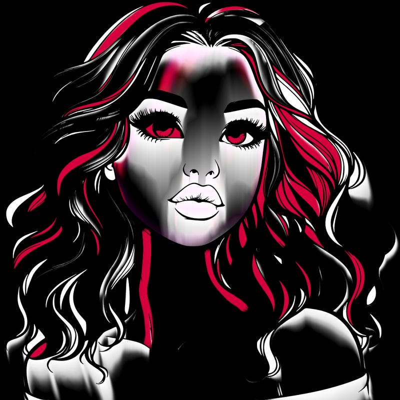 realistic girl with wavy hair and lips