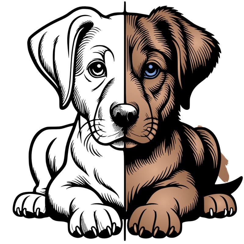 realistic dog split picture