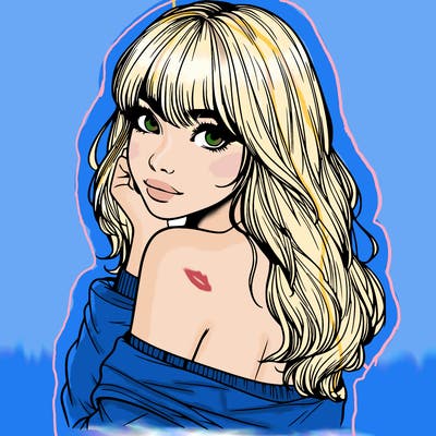 realistic girl with bangs looking over her shoulder