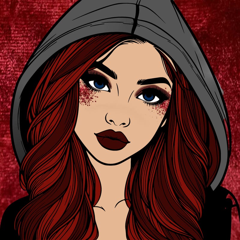 realistic beautiful girl with a hood on
