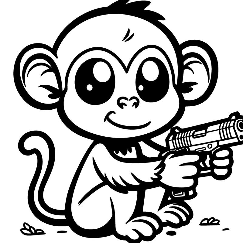 a monkey with a gun