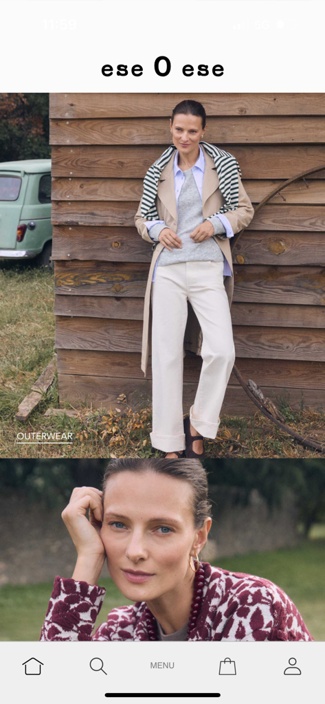 eseOese - eseOese mobile app home screen displaying timeless womens fashion collections