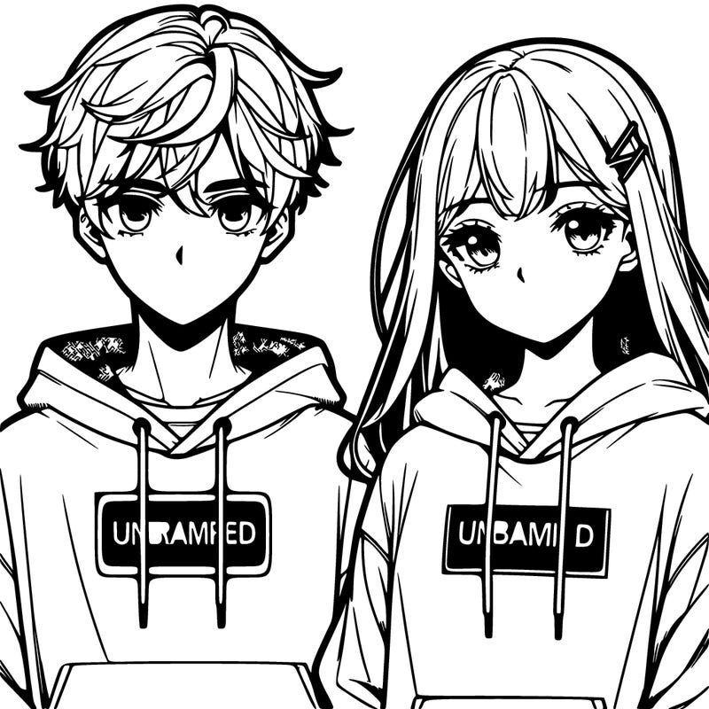 manga guy and girl wearing nike hoodies