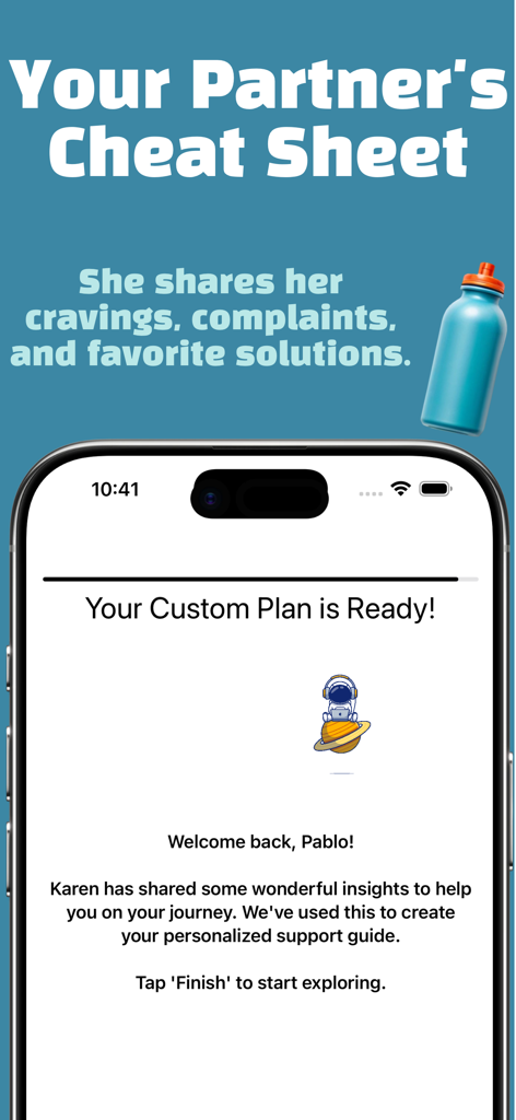 MoonM8 app screen highlighting the Partner Cheat Sheet feature for relationship support