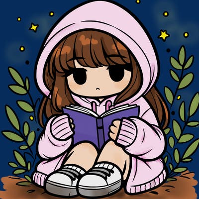 girl in oversized hoodie reading a book
