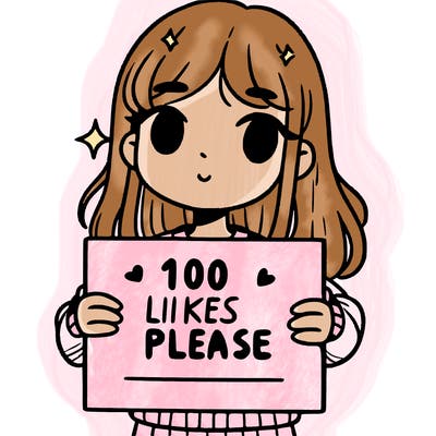 a girl holding up a sign saying 100 likes please