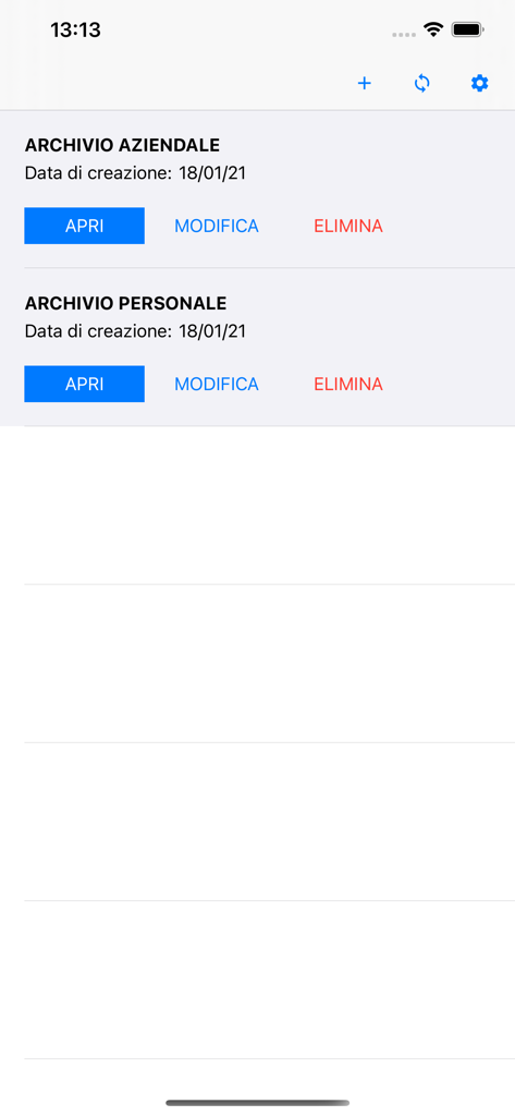 Prima Nota Contabile - Tela de gerenciamento de arquivos no Prima Nota Contabile mostrando pastas separadas para registros comerciais e pessoais