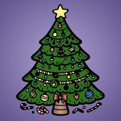 christmas tree with lots of details