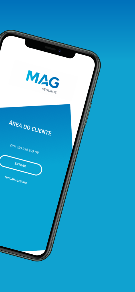 Pantalla de inicio de sesión de la app MAG Seguros para el área de clientes con campo de entrada de CPF